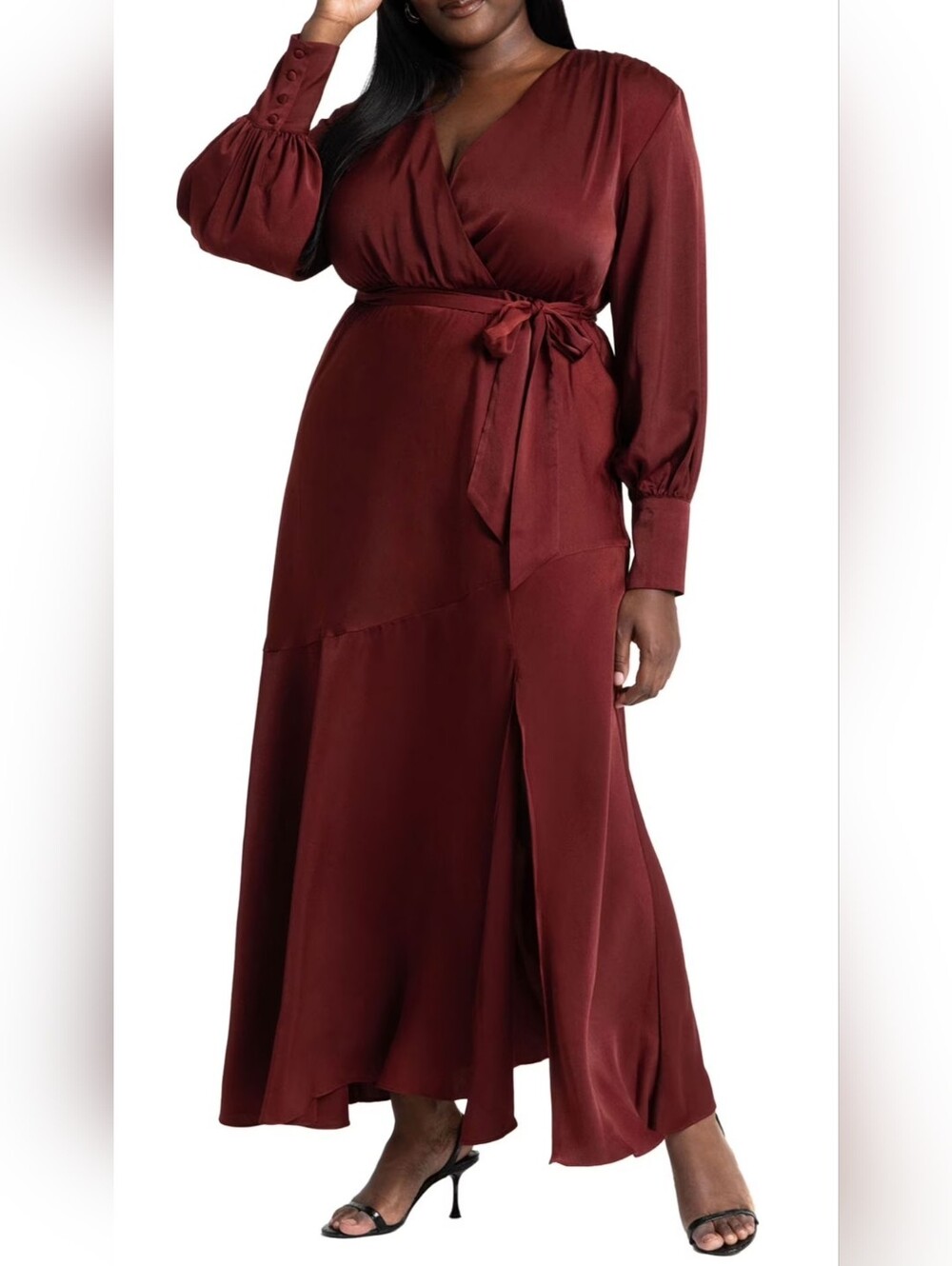 NWT! Eloquii Fall Formal Satin Burnt Orange/Red Women's Cocktail Maxi Dress 26